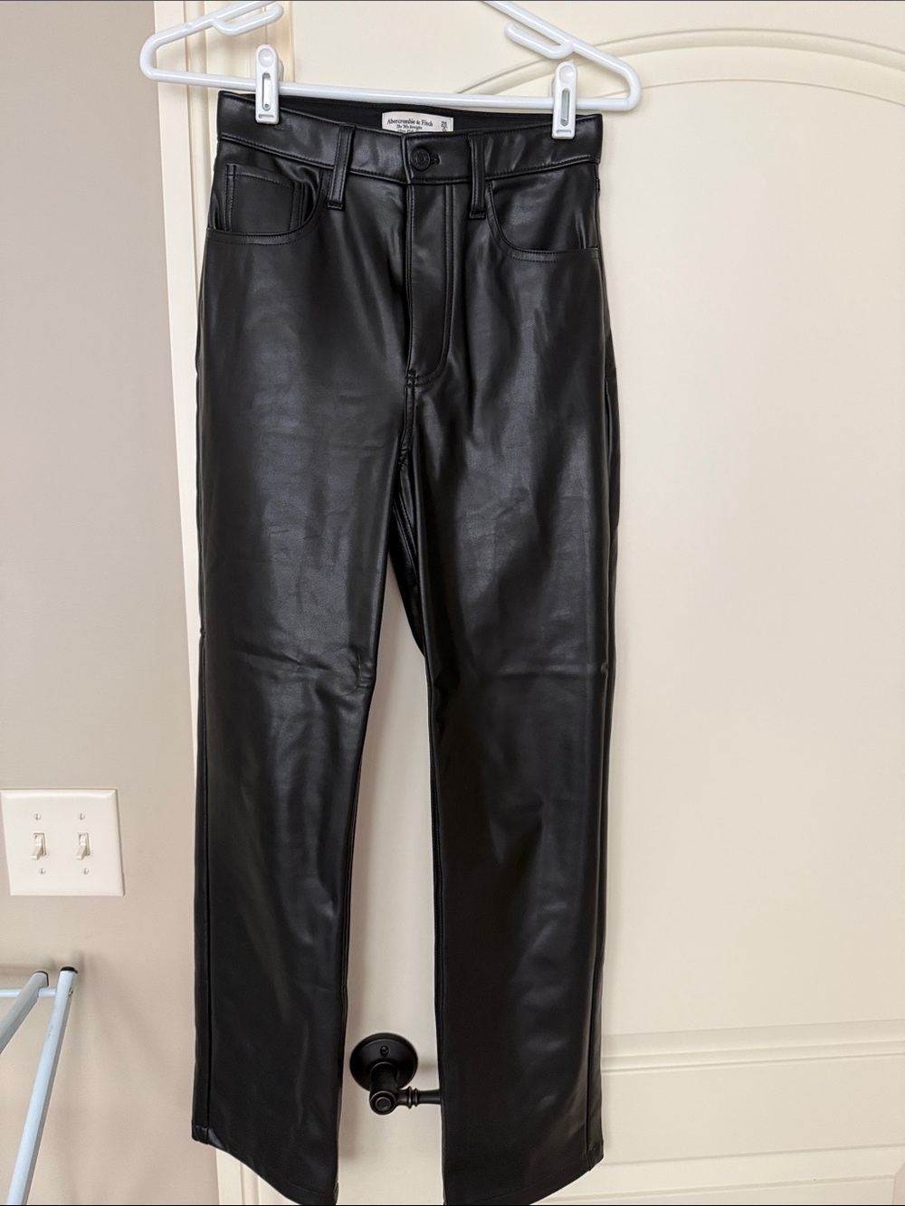 Abercrombie & Fitch Black Faux Leather 90s straight ultra high rise pants